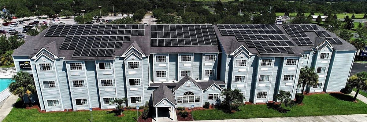 Hotel with a commercial rooftop solar installation